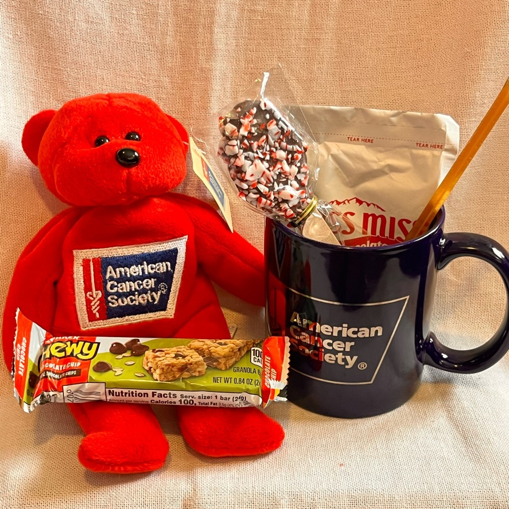 American Cancer Society Red Teddy Bear and Mug Bundle.
